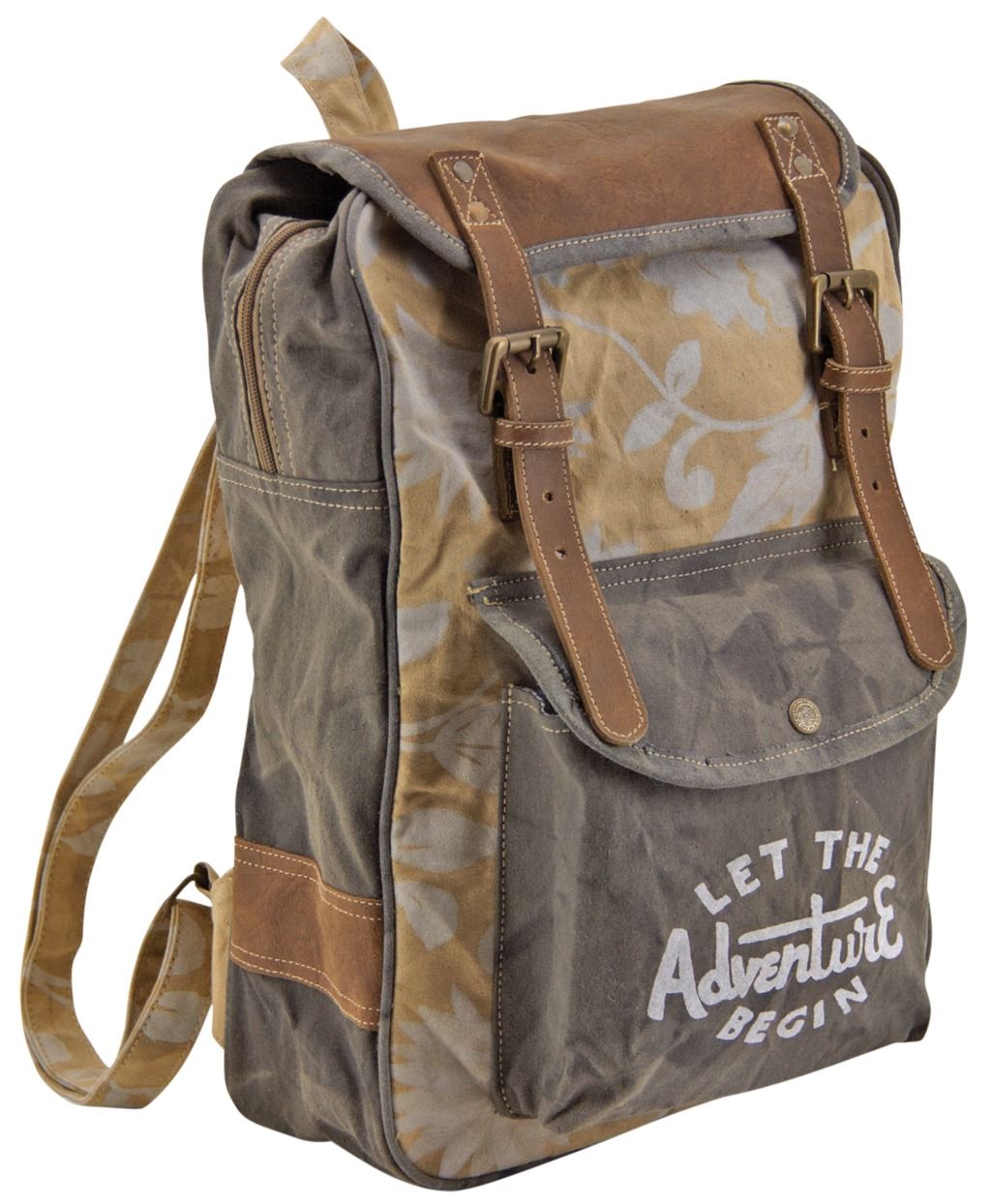 Sac à dos en coton et cuir Adventure Let the adventure begin