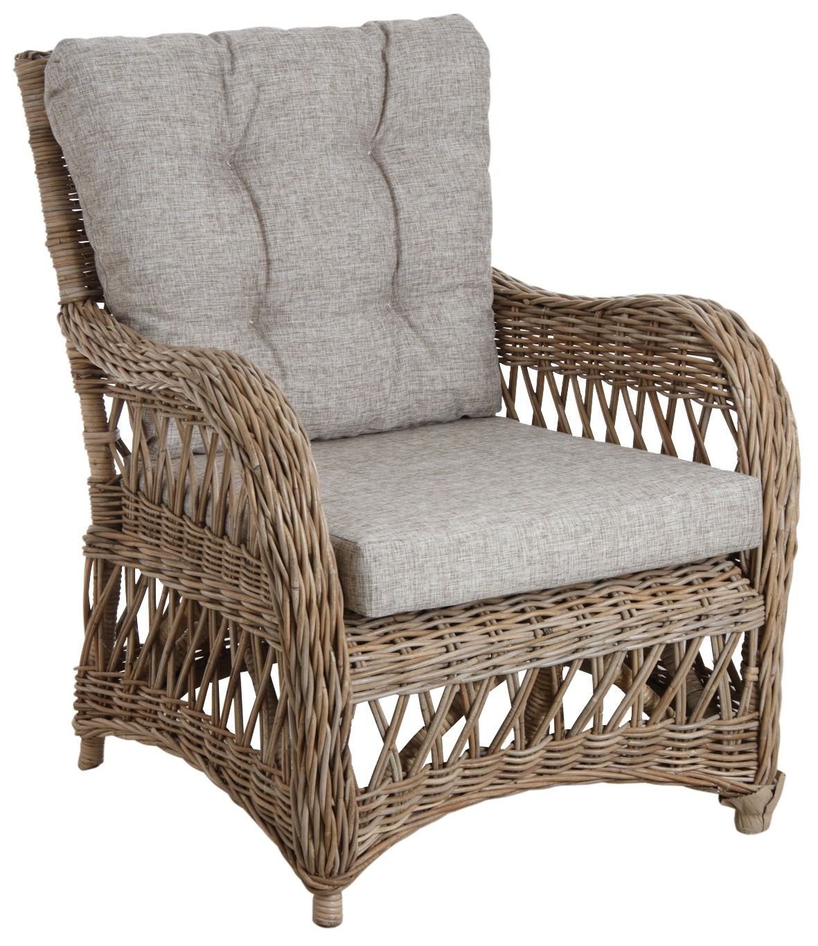 Fauteuil en poelet gris avec coussins Kisaran