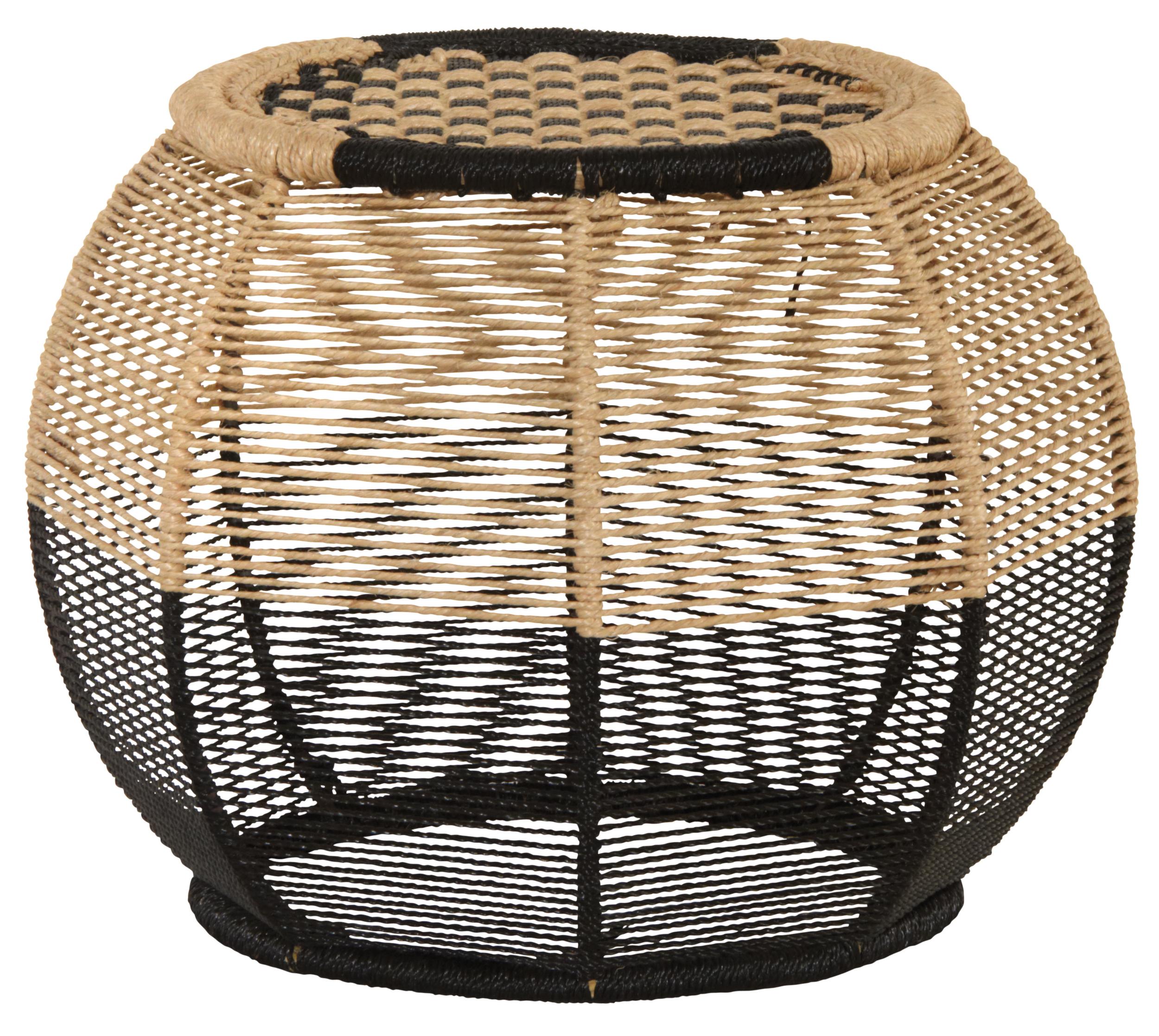 Tabouret rond en corde bicolore