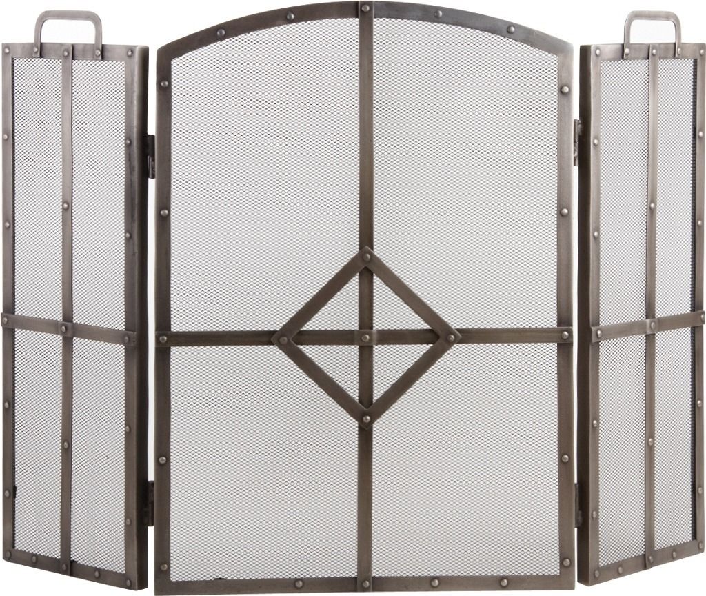 Pare-feu Antique 3 panneaux en fer forgé