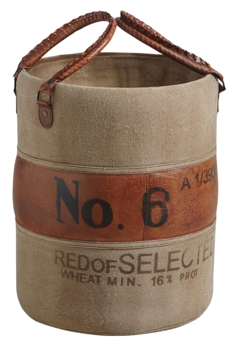 Rangement vintage en cuir et coton