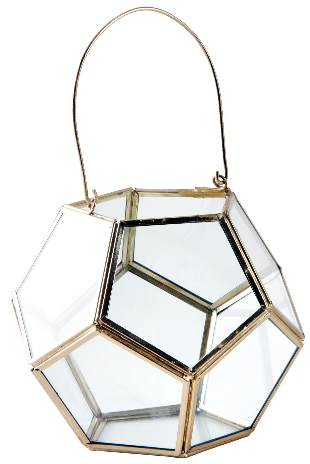 Photophore en verre et laiton avec poignée