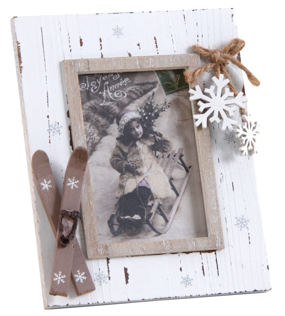 Cadre photo montagne en bois vieilli 1 photo