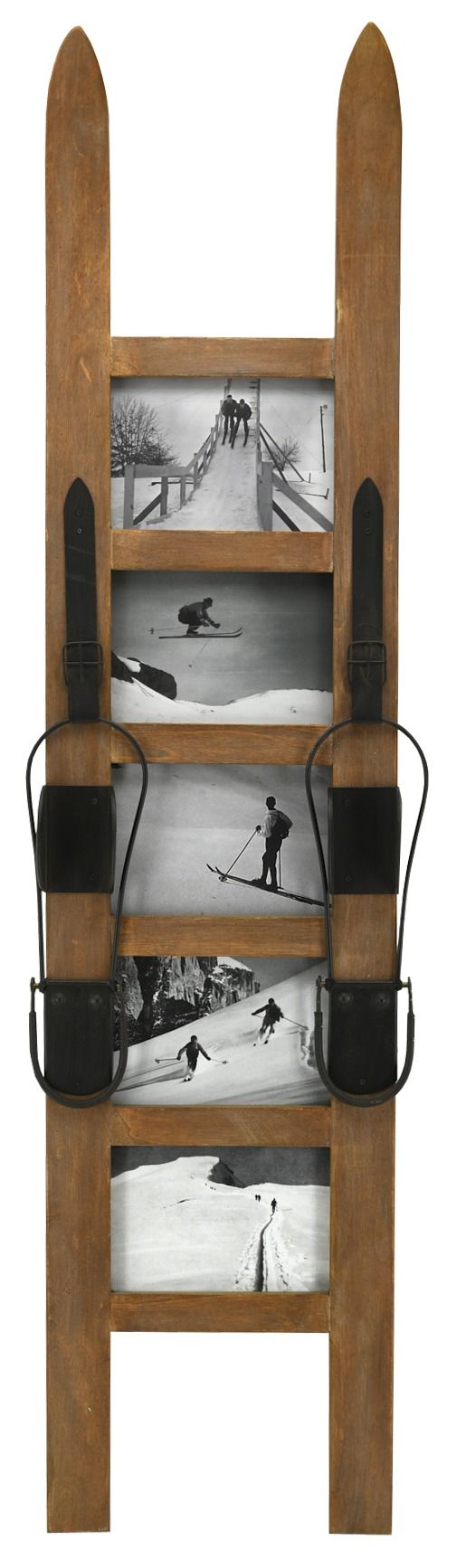 Cadre photo skis en bois et verre