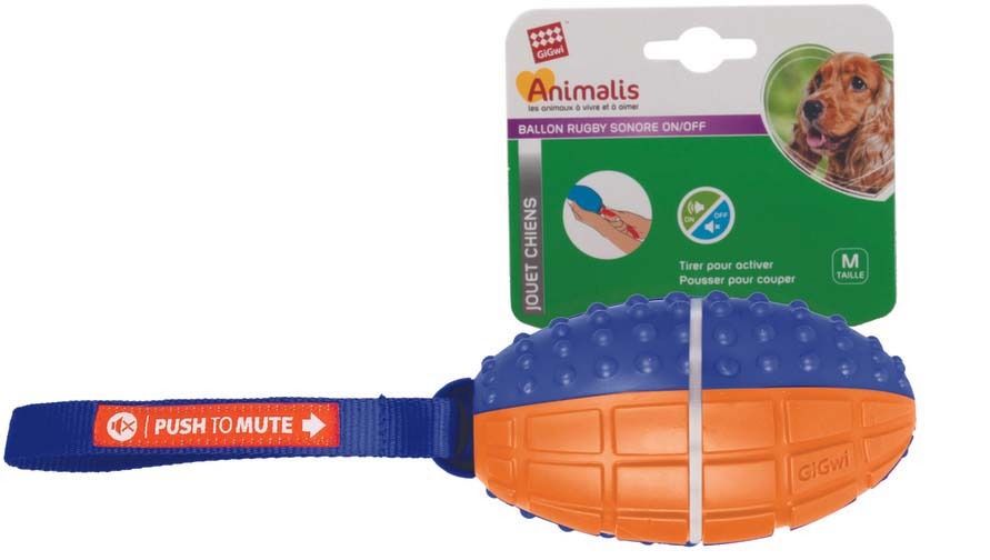 Ballon de rugby sonore en plastique pour chien