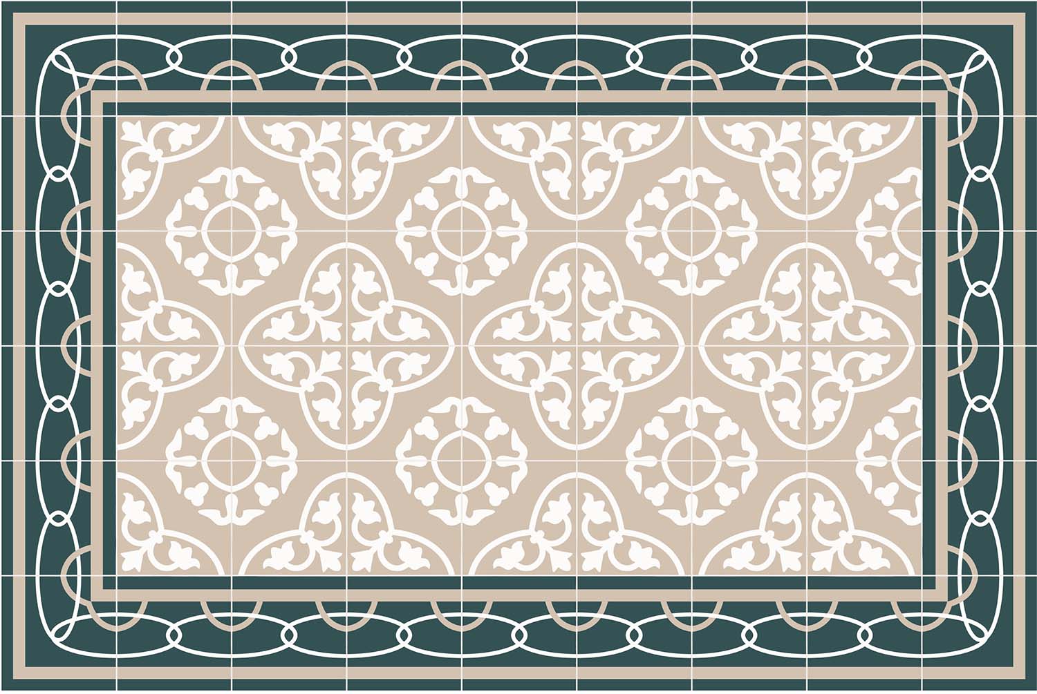 Tapis intérieur carreaux de ciment effet rosaces 60 x 90 cm