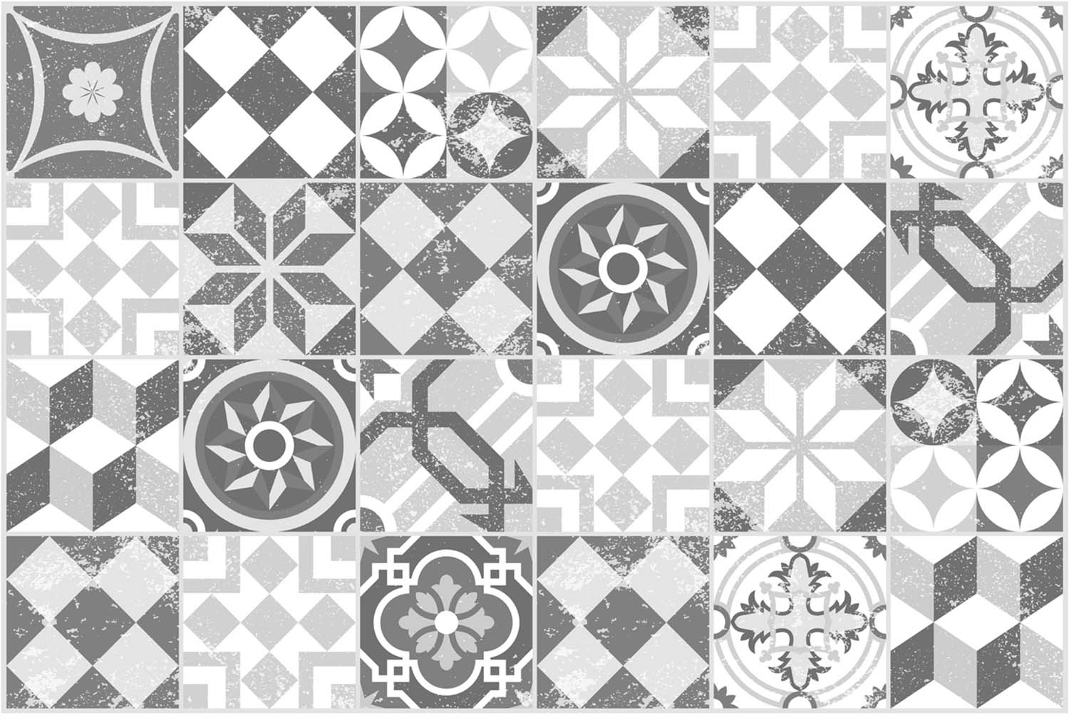 Tapis intérieur extérieur carreaux de ciment gris