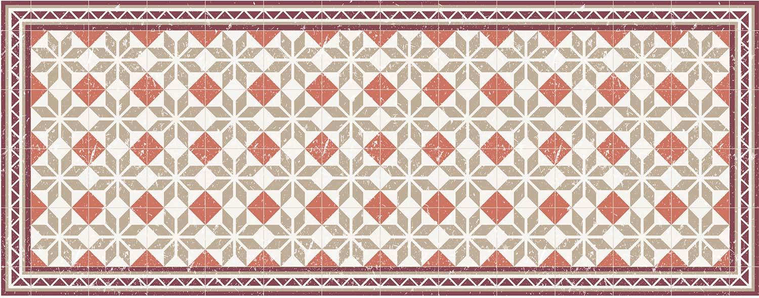 Tapis intérieur carreaux de ciment losanges 70 x 180 cm