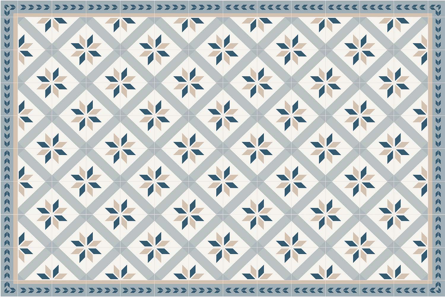 Tapis intérieur extérieur carreaux de ciment petites étoiles 90 x 135 cm