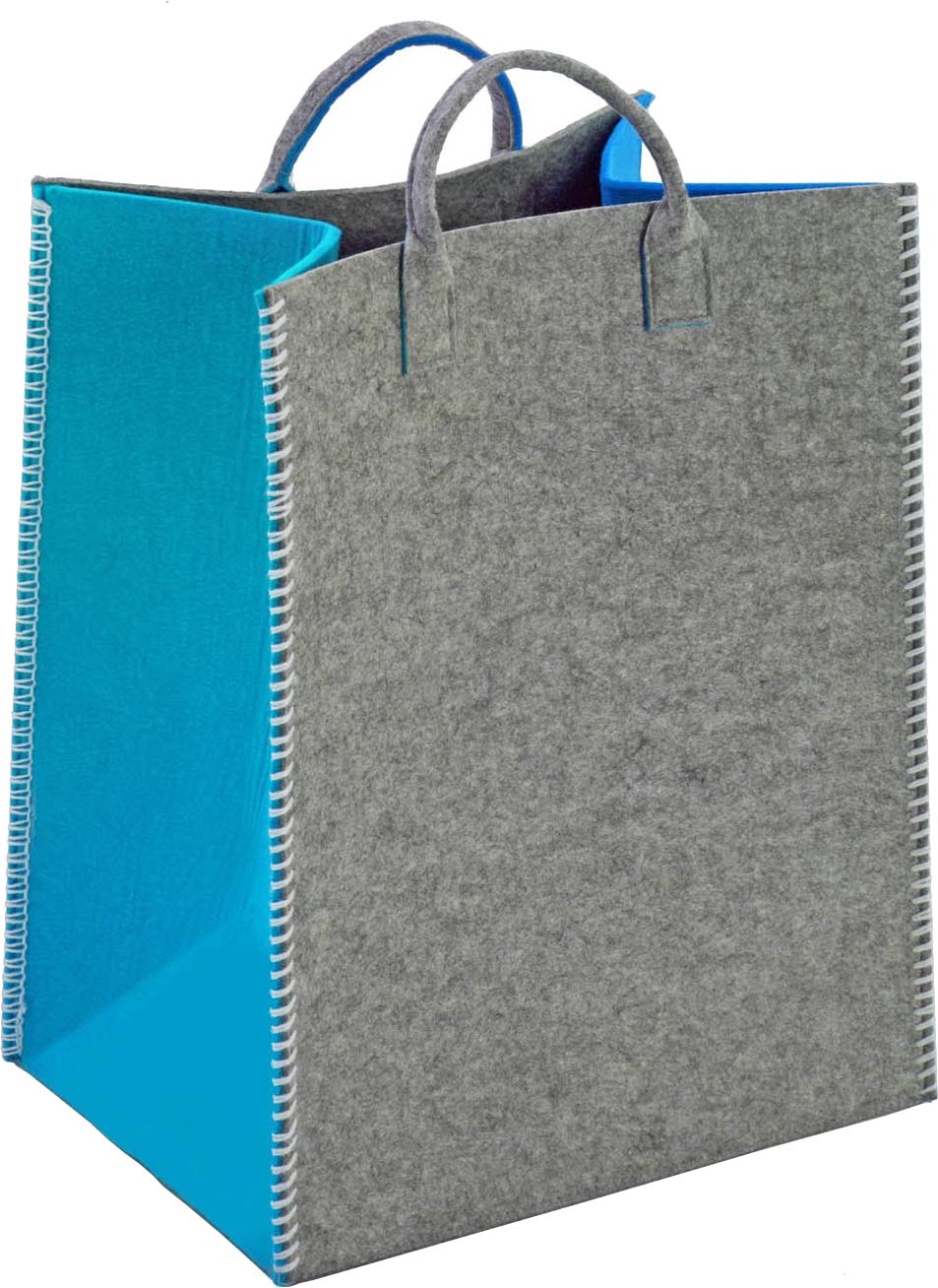 Panier en tissu gris et turquoise