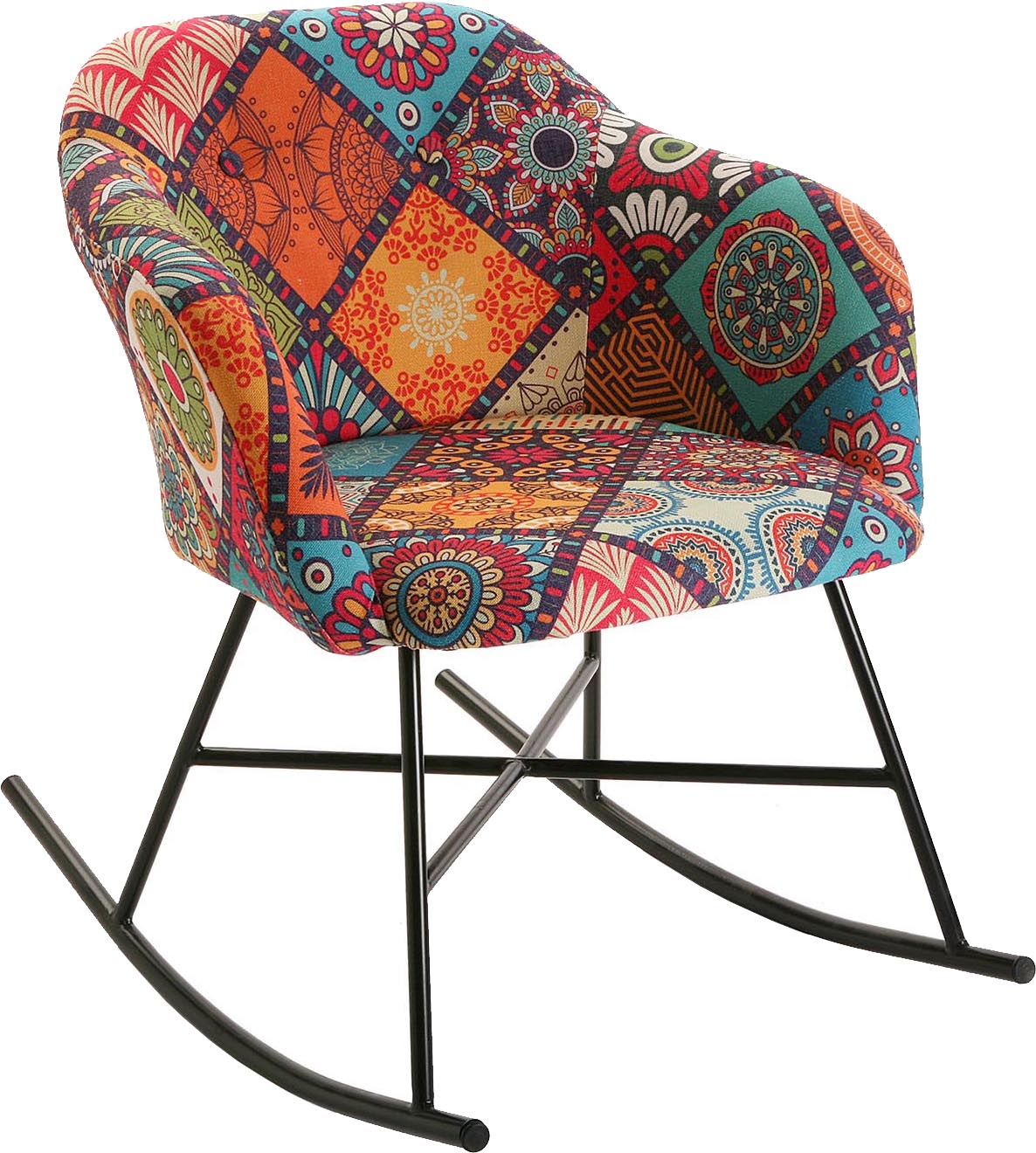 Fauteuil à bascule tissu patchwork Margreet