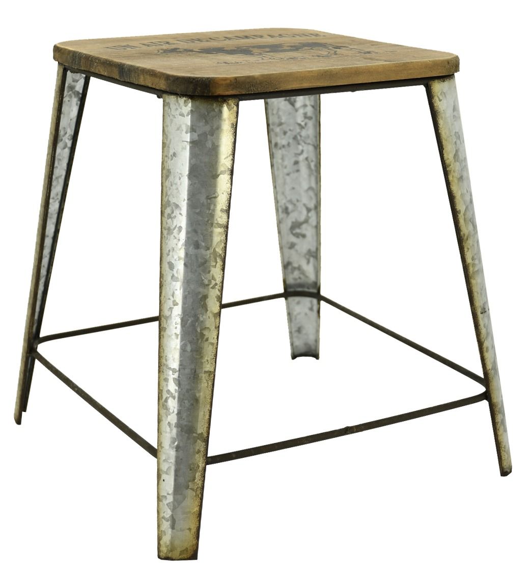 Tabouret en zinc et bois Un air de campagne