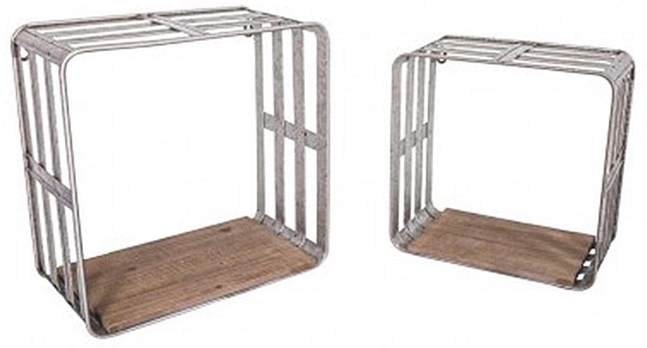 Etagères cagettes fer et bois (Lot de 2)
