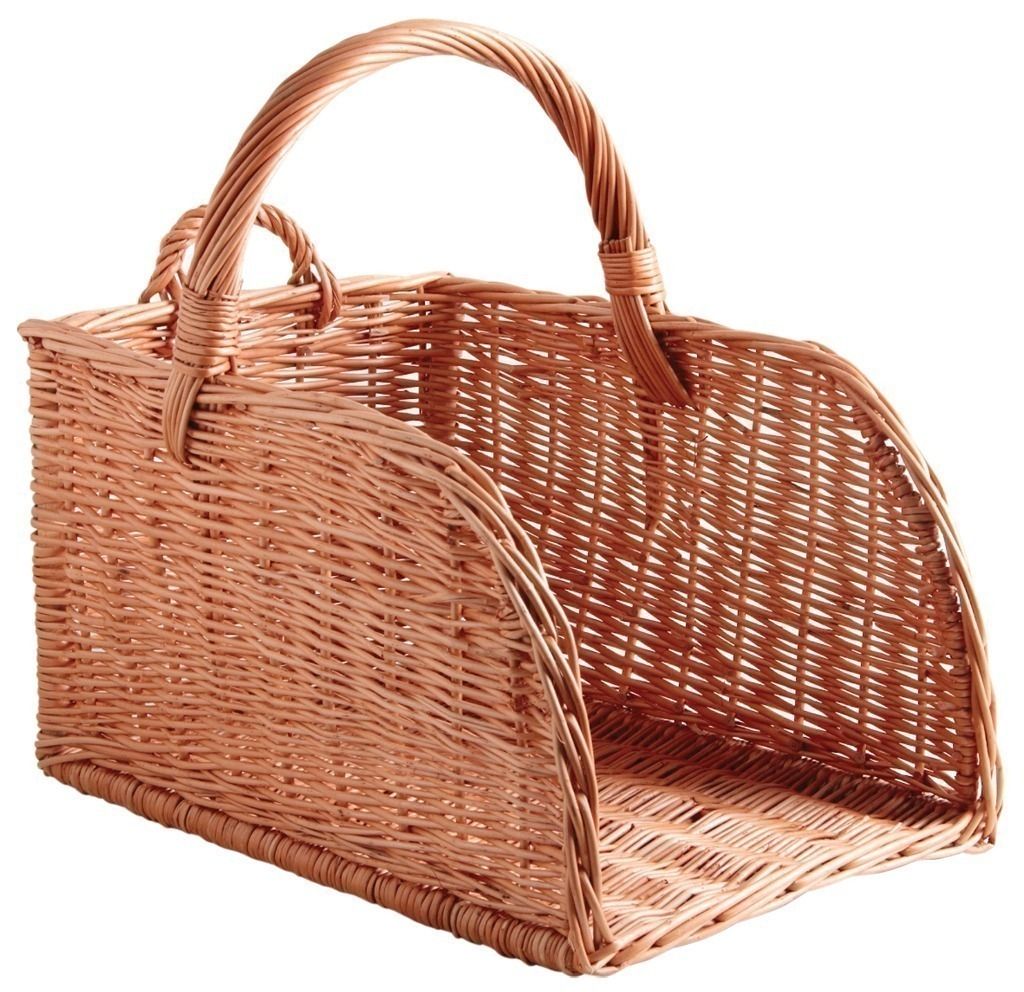 Panier à bûches rectangulaire en osier buff