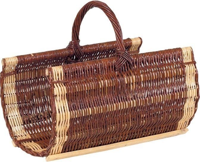 Panier à bûches en osier brut et écorcé