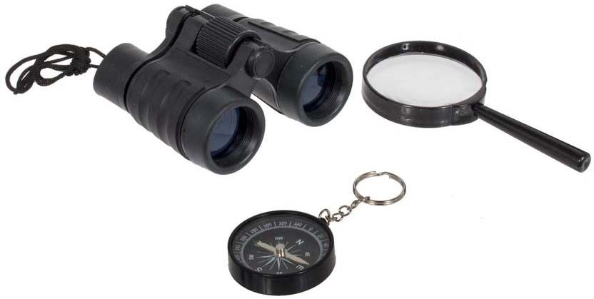 Kit aventurier avec jumelles - boussole et loupe