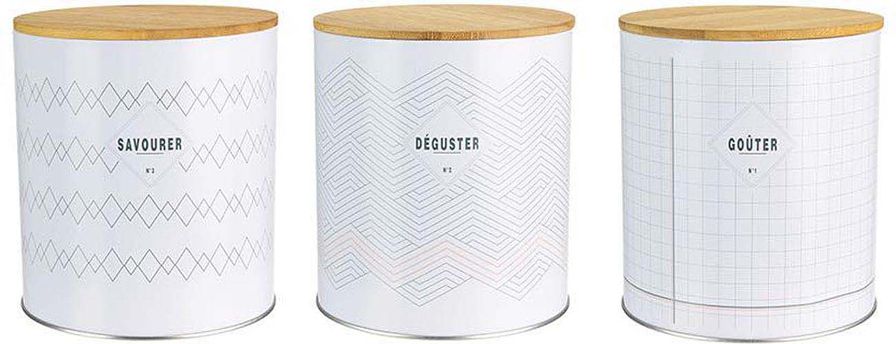 Boites métal couvercle bois 13 cm Oslo (Lot de 3)