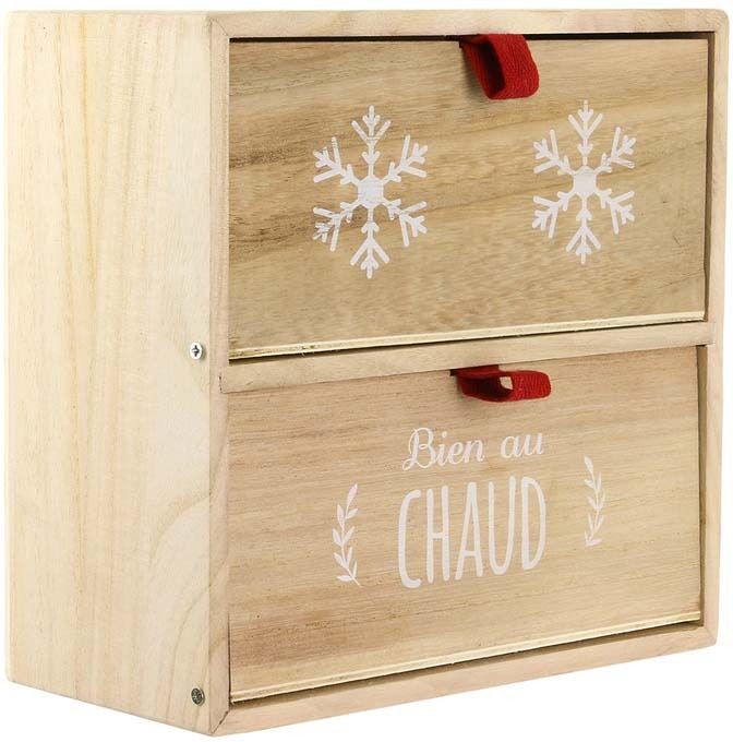 Boite à thé en bois Bienvenue au chalet Bien au chaud