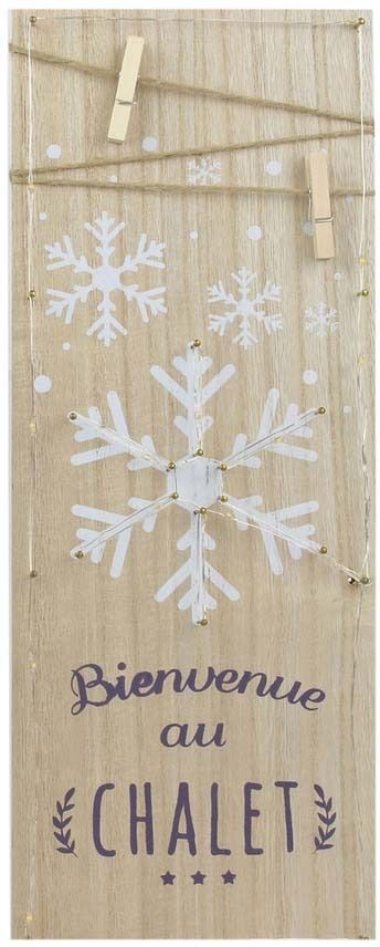 Pêle mêle lumineux LED Bienvenue au chalet Flocons