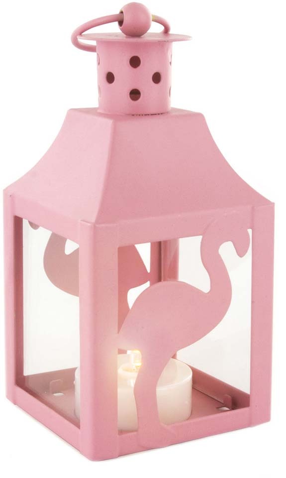 Lanterne colorée avec chauffe-plat LED Exotique Flamant rose