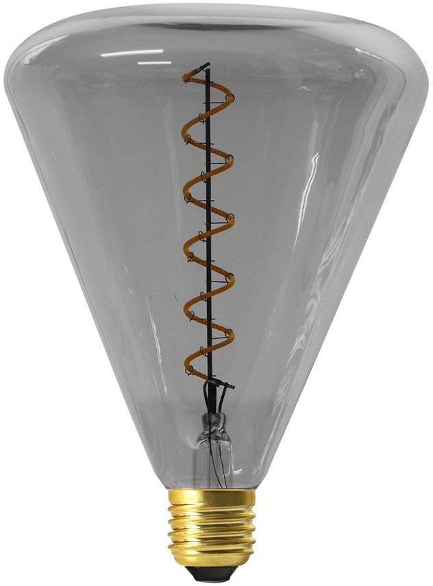 Ampoule pyramide LED spirale teinté gris 19 cm