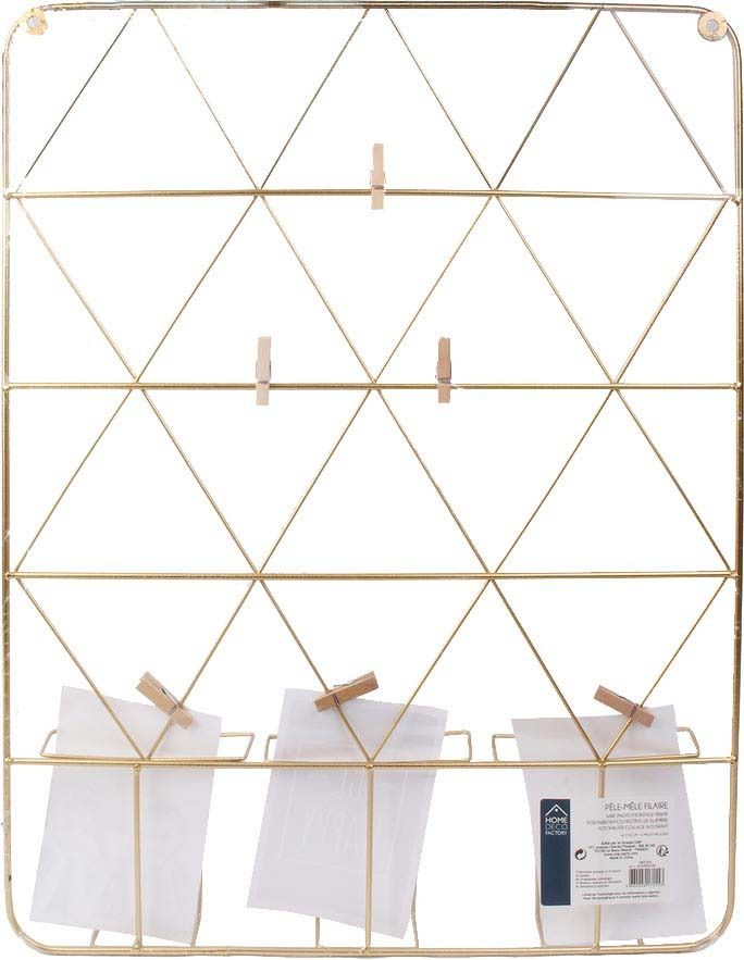 Pêle-mêle filaire porte photos doré 6 pinces