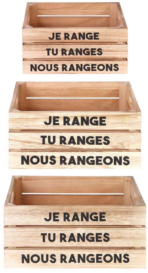 Cagettes de rangement La vie en famille (Lot de 3)
