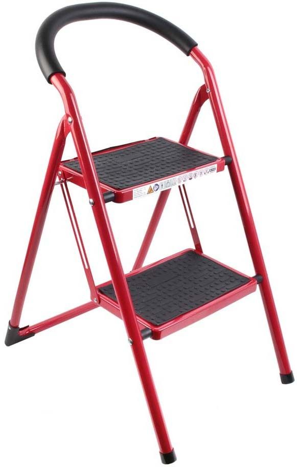 Escabeau en métal 2 marches bord arrondi