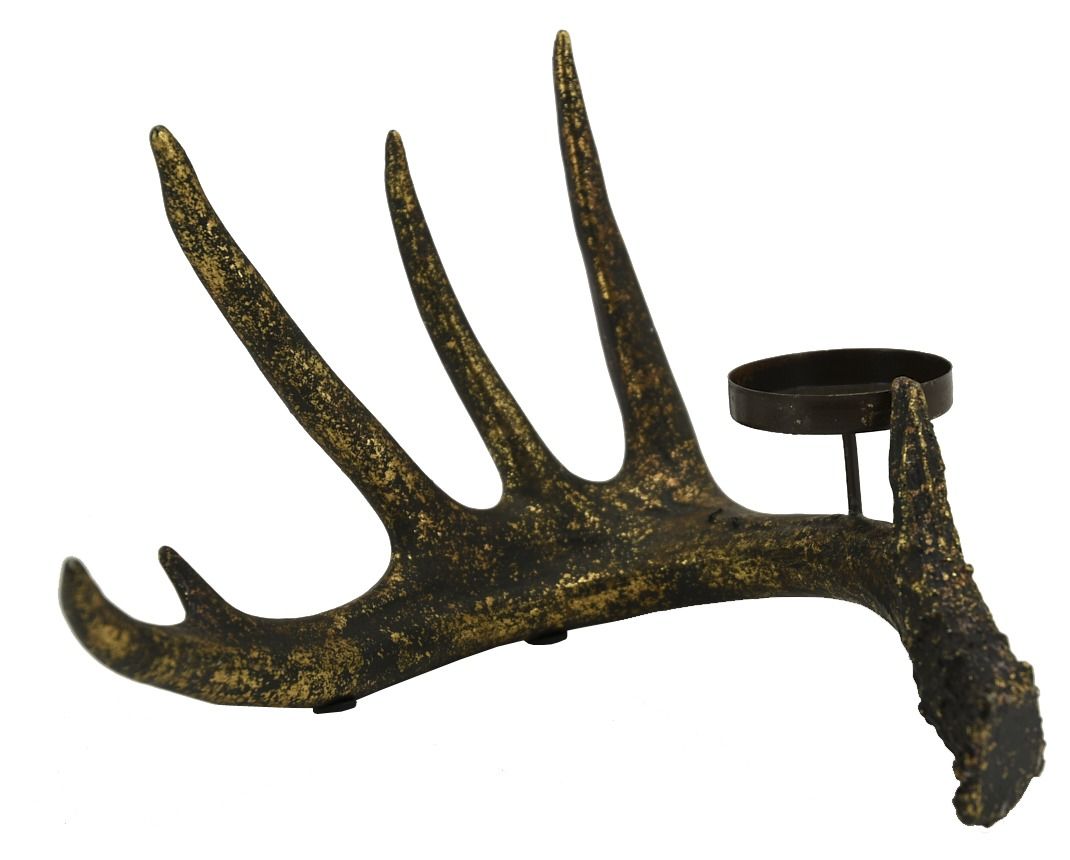 Porte bougie bois de cerf en polyrésine 1 bougie