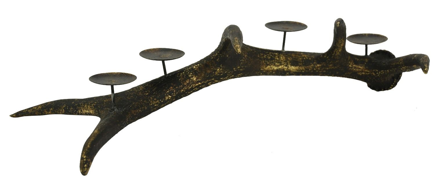 Porte-bougie bois de cerf en polyrésine 4 bougies