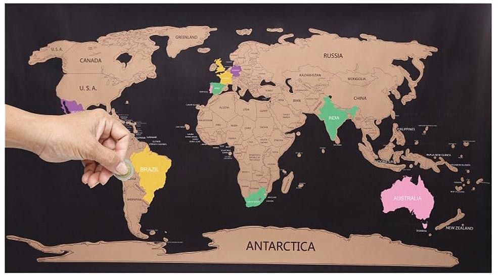 Poster carte du monde à gratter 80 x 45 cm