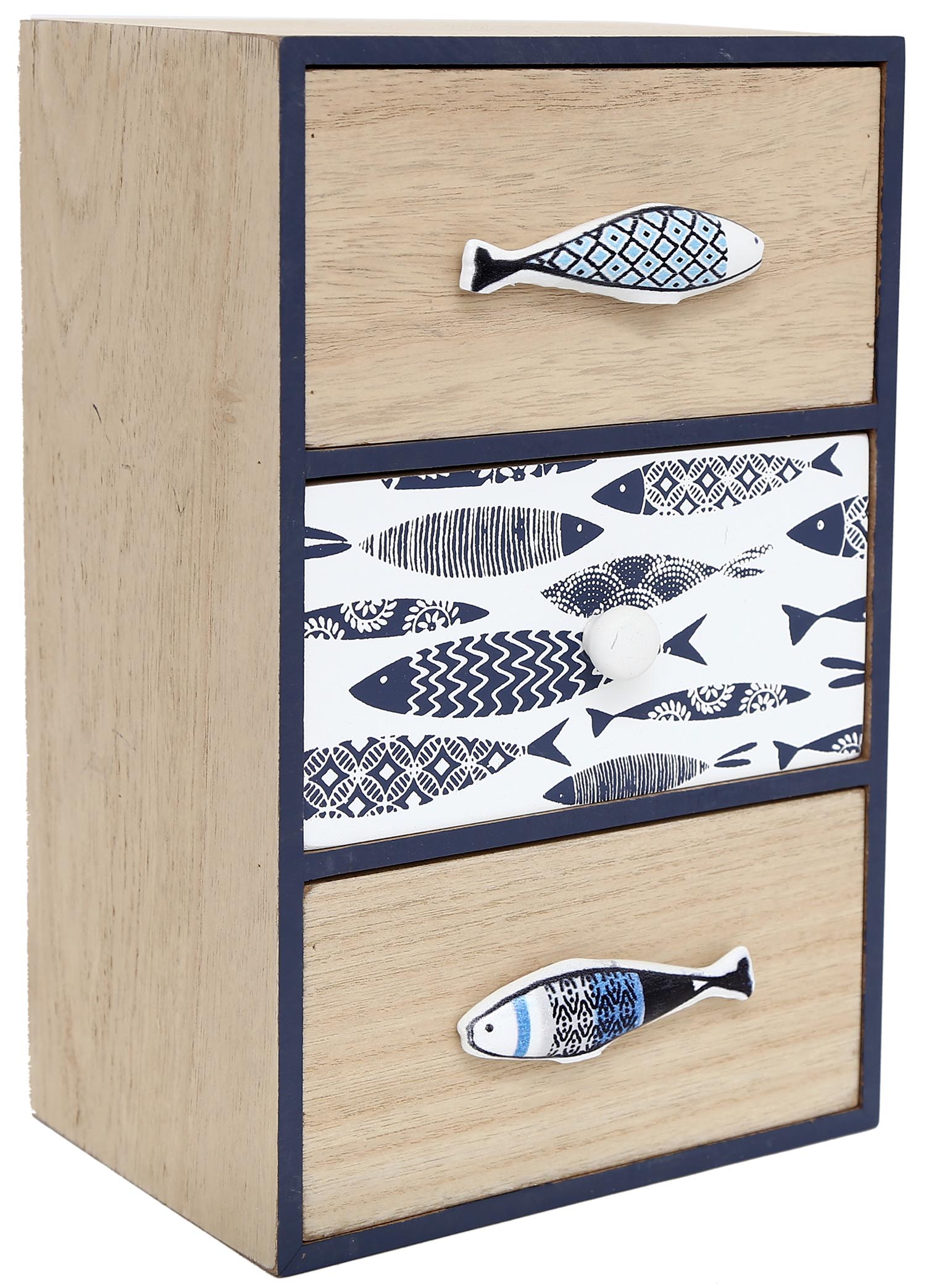 Petit rangement 3 tiroirs poissons 27 cm