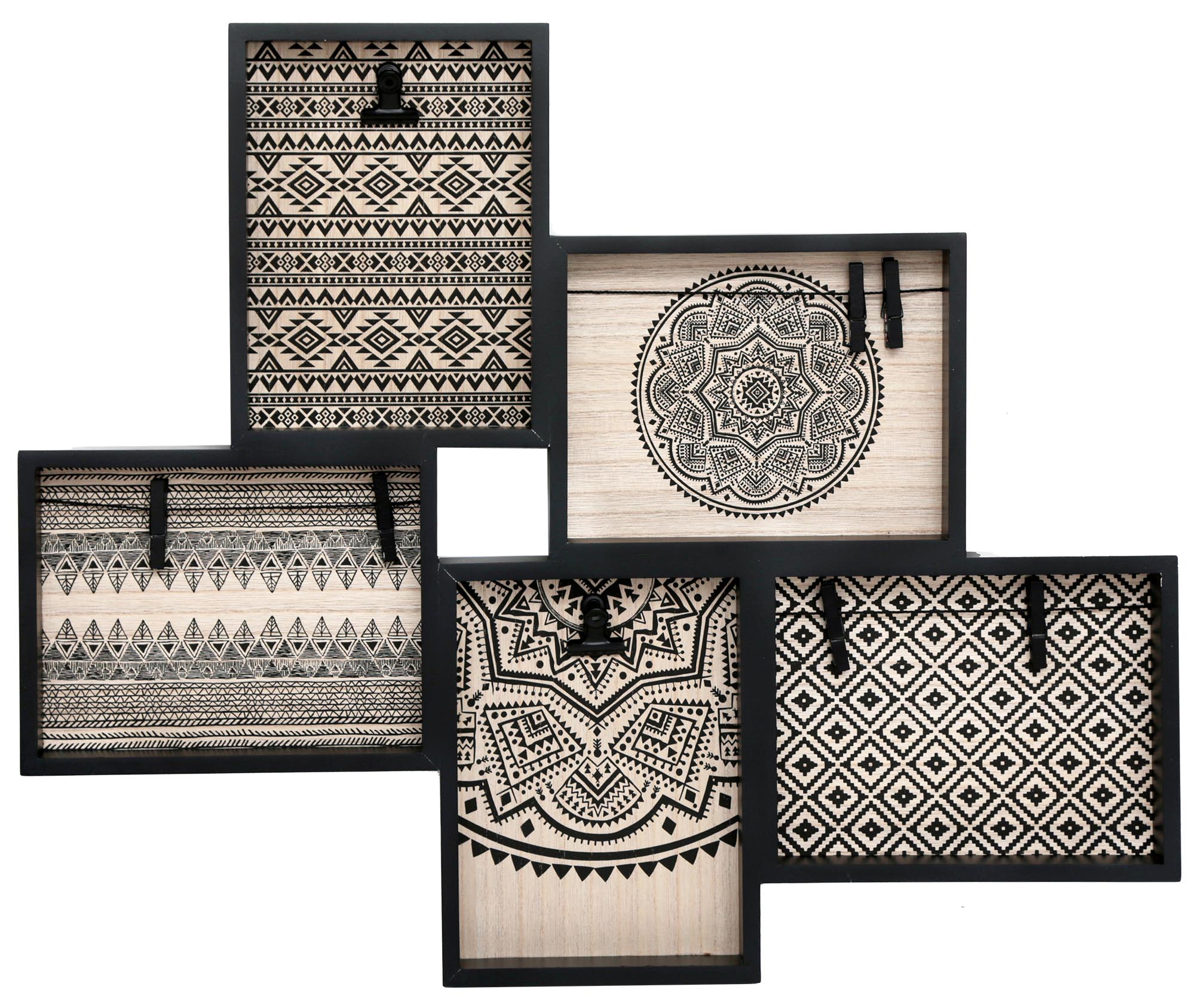 Pêle-mêle 5 cadres avec pinces Ethnique