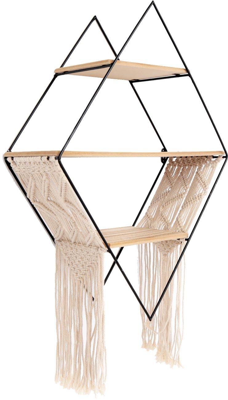 Etagère métal et bois avec macramé
