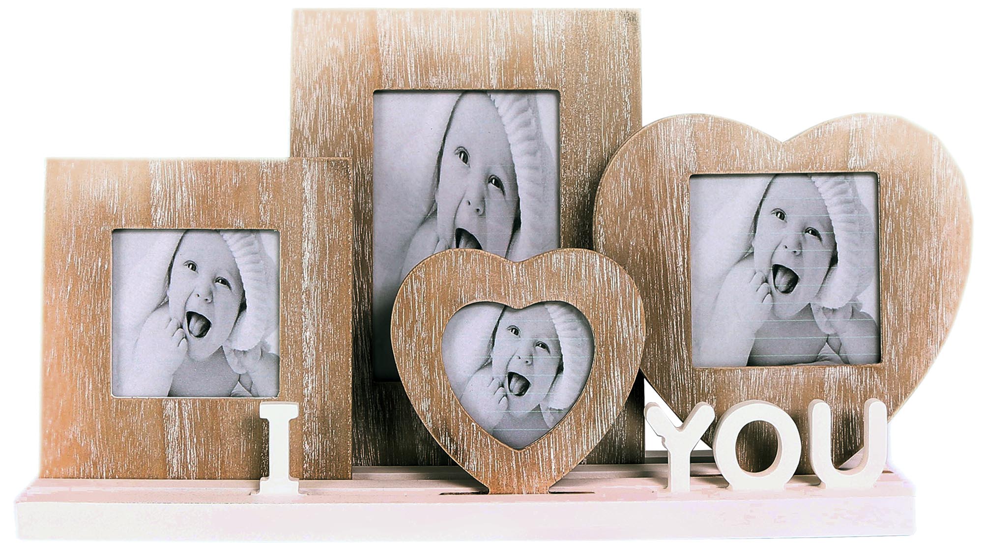 Pêle-mêle en bois 4 photos I love you