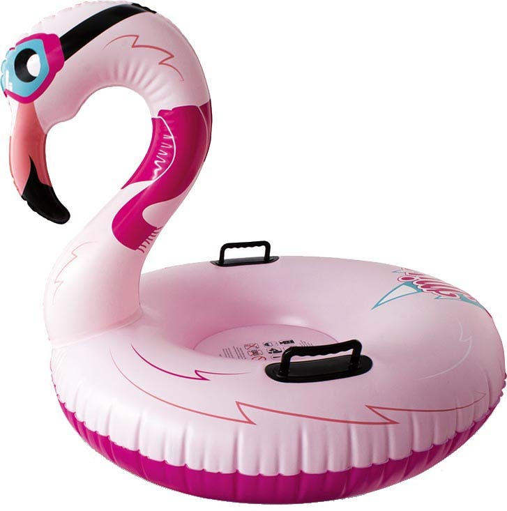Luge gonflable pour adulte flamant rose
