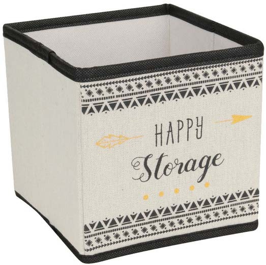Cube de rangement déco Message 15 x 15 cm Happy storage