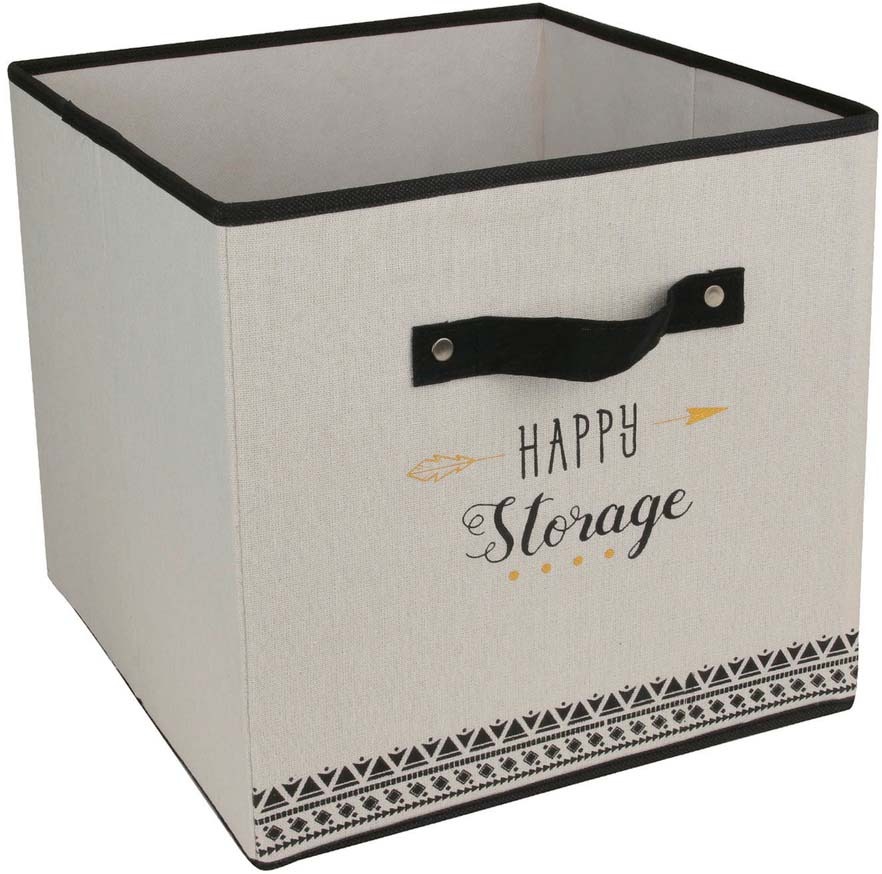 Cube de rangement déco Message 30 x 30 cm Happy storage
