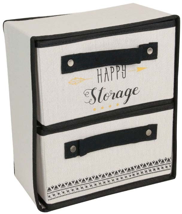 Rangement pliable 2 tiroirs Message Happy storage