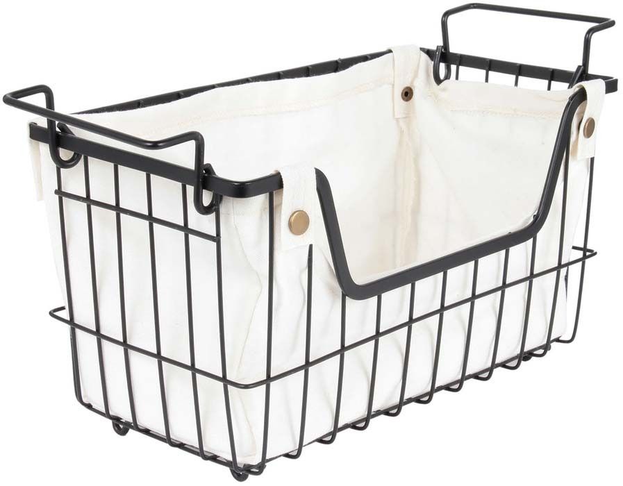 Panier empilable en métal filaire doublure amovible 32 x 16 x 17.5 cm